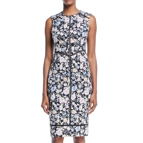 Nanette Lepore - Floral Sleeveless Shift Dress with lace trim - Women's size 4 - Picture 1 of 9